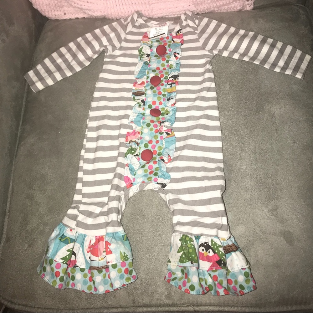 Ricrac and ruffles Christmas romper